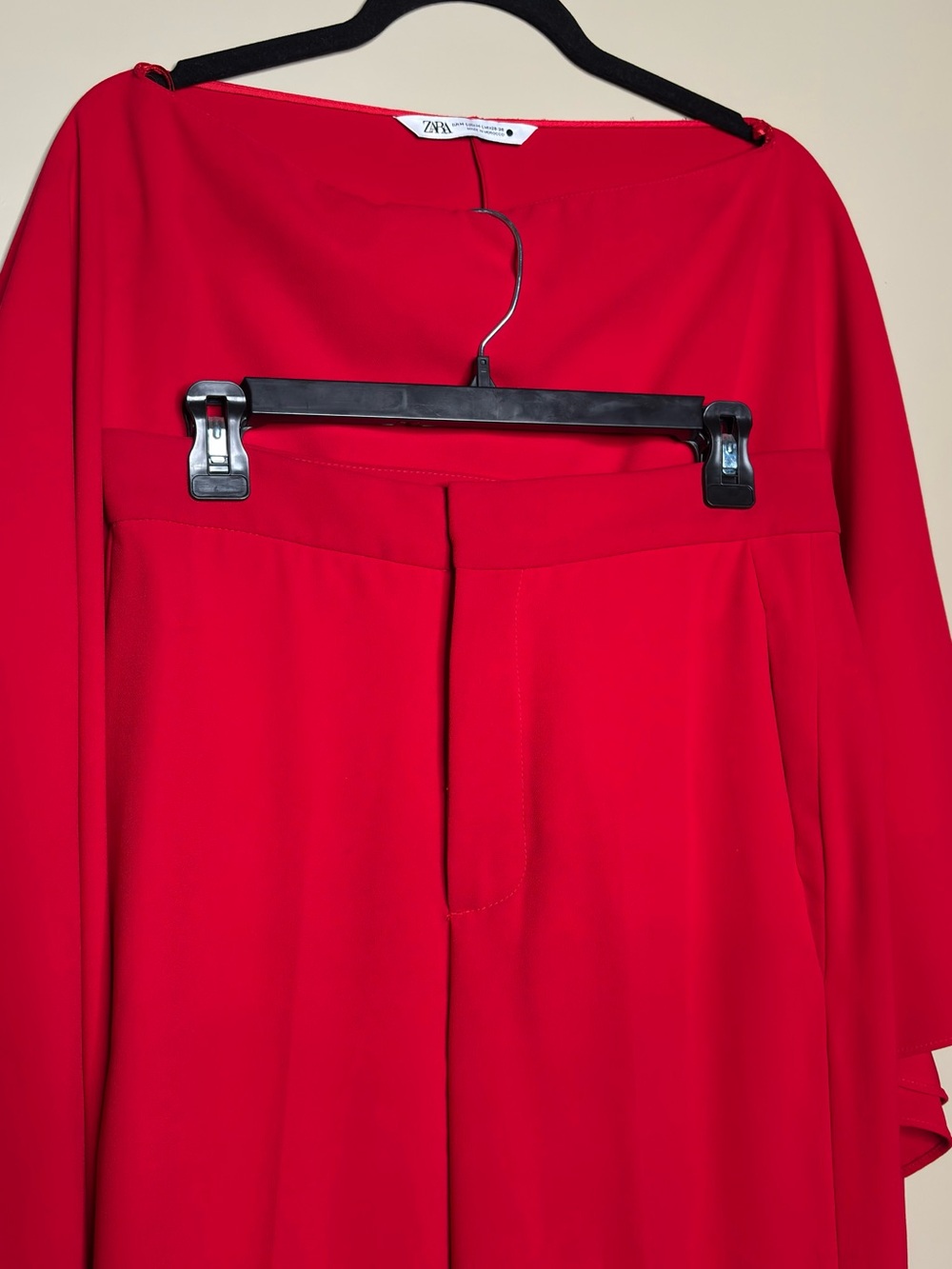 Zara Vibrant Red Asymmetrical Draped Set - Picture 3 of 6